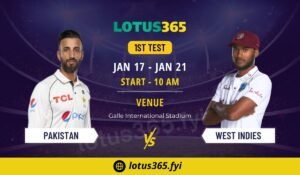 Read more about the article Clash of Titans: Pakistan vs West Indies 1st Test – Key Players and Predictions | Lotus365